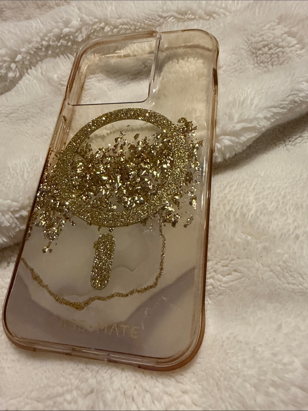 case-mate Clear Phone Case with Gold Glitter - iPhone 15 Pro